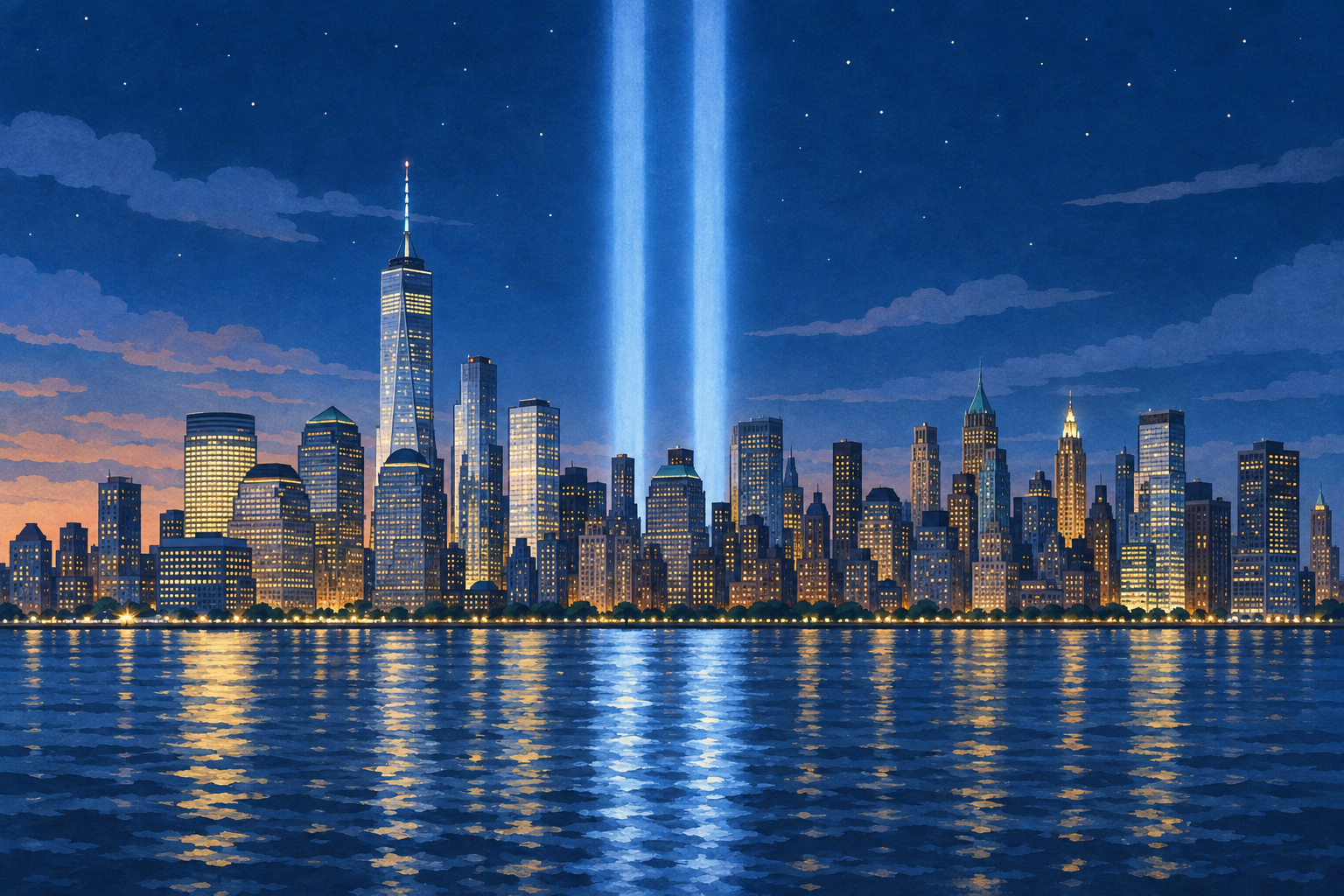 Homenaje de luz sobre Nueva York